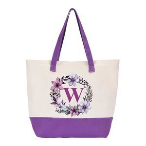 Canvas Tote Bag, Monogrammed Tote Bags With Top Zier Closure And :')